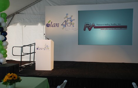 Even in a tent, PVA can meet your scenic design and construction needs!